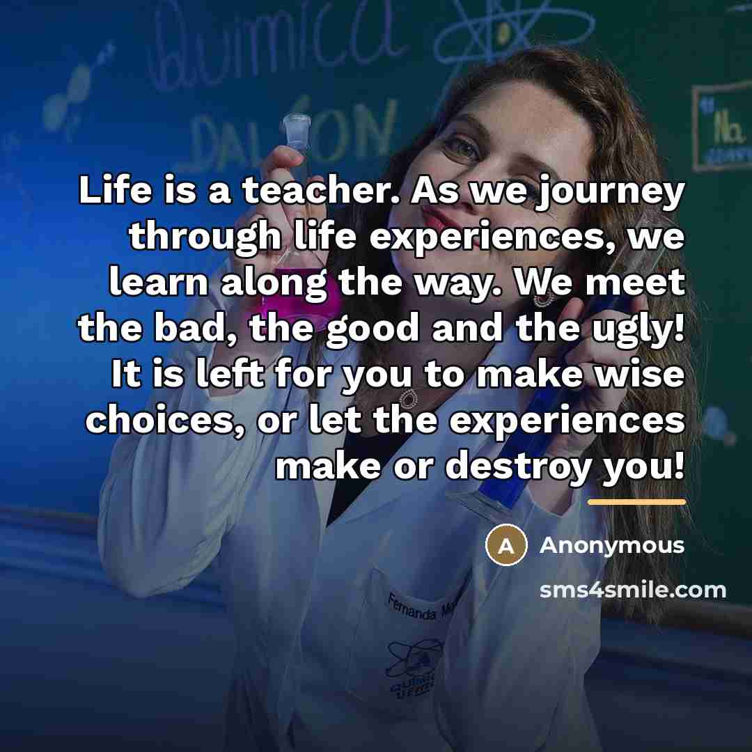 “Life is a teacher. As we journey through life experiences,…” quote by Anonymous