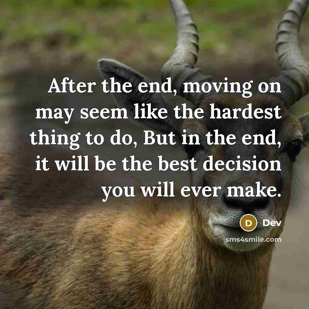 “After the end, moving on may seem like the hardest thing to do, But in the end, it will be the best decision you will ever make.” quote by Dev