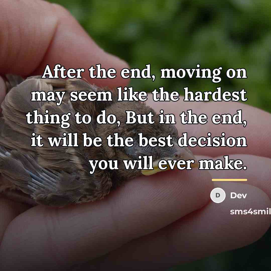 “After the end, moving on may seem like the hardest…” quote by Dev