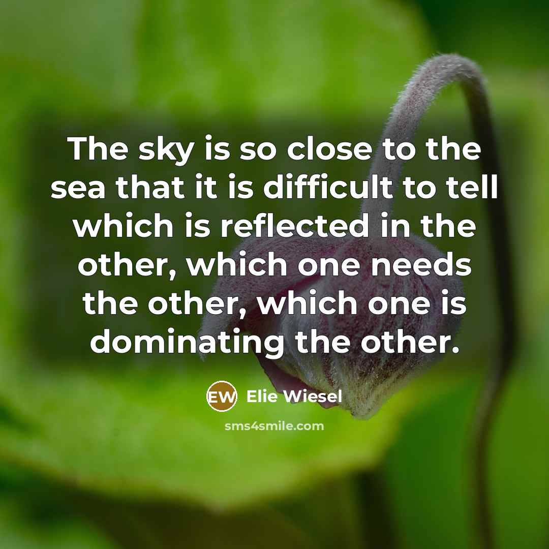 “The sky is so close to the sea that it…” quote by Elie Wiesel