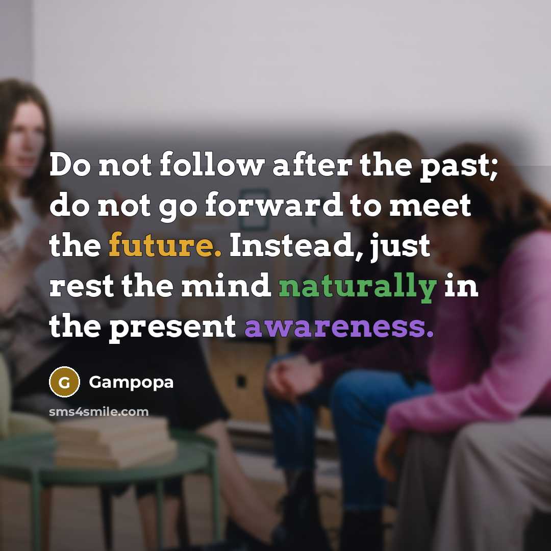 “Do not follow after the past; do not go forward…” quote by Gampopa