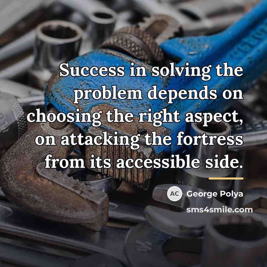“Success in solving the problem depends on choosing the right…” quote by George Polya