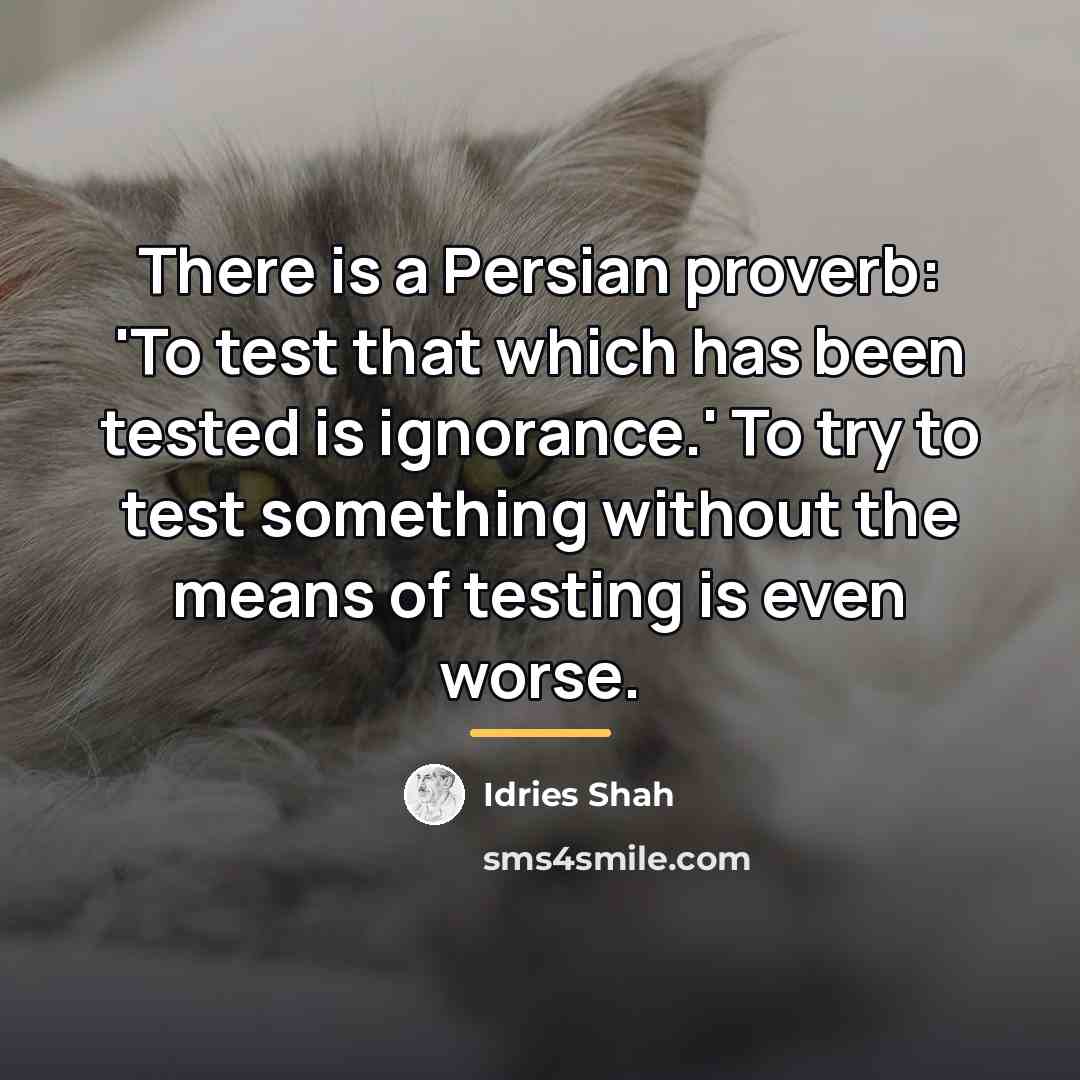 “There is a Persian proverb: 'To test that which has…” quote by Idries Shah