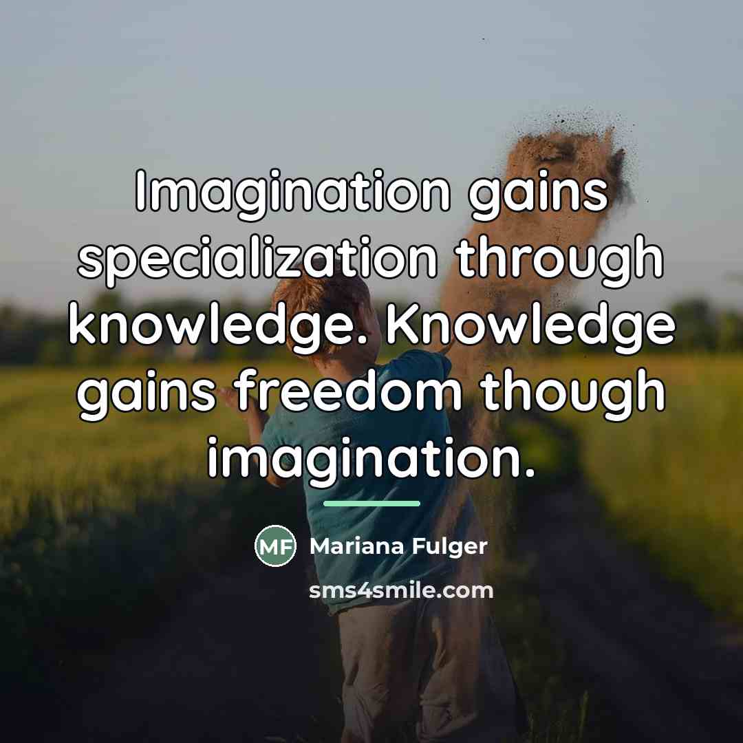 “Imagination gains specialization through knowledge. Knowledge gains freedom though imagination.…” quote by Mariana Fulger