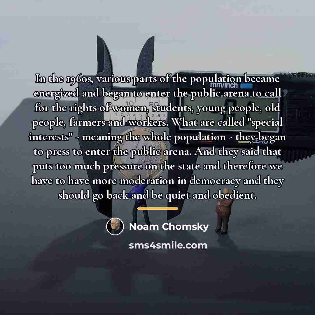 “In the 1960s, various parts of the population became energized…” quote by Noam Chomsky
