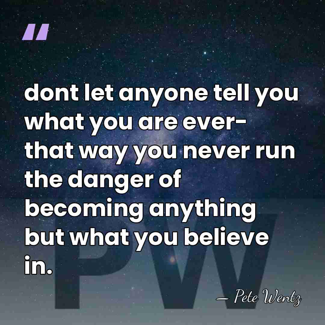 dont let anyone tell you what you are ever- that way you&hellip; - Pete Wentz