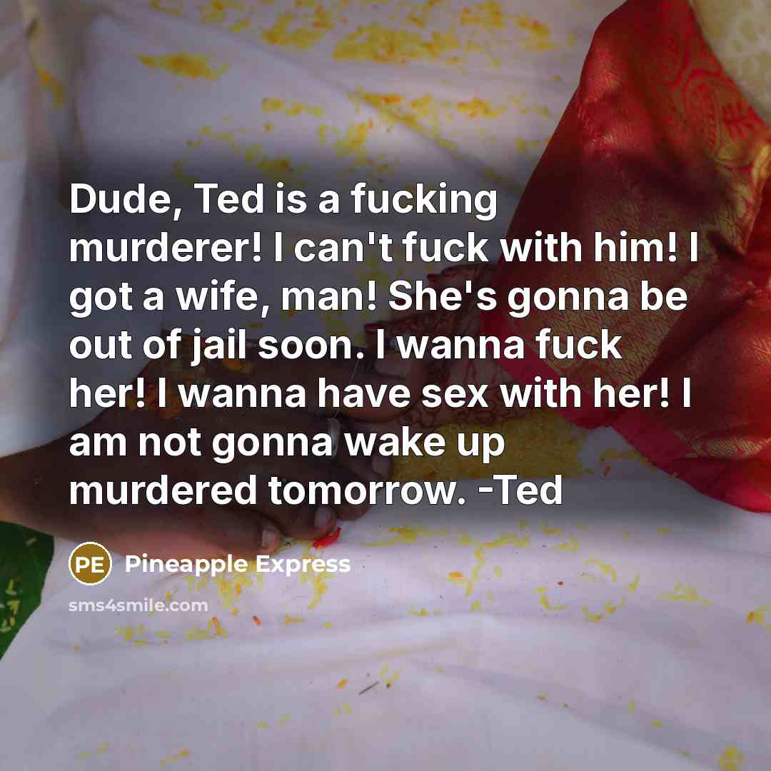 “Dude, Ted is a fucking murderer! I can't fuck with…” quote by Pineapple Express