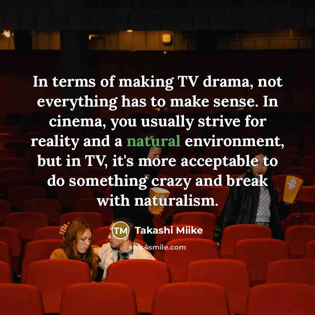 “In terms of making TV drama, not everything has to…” quote by Takashi Miike