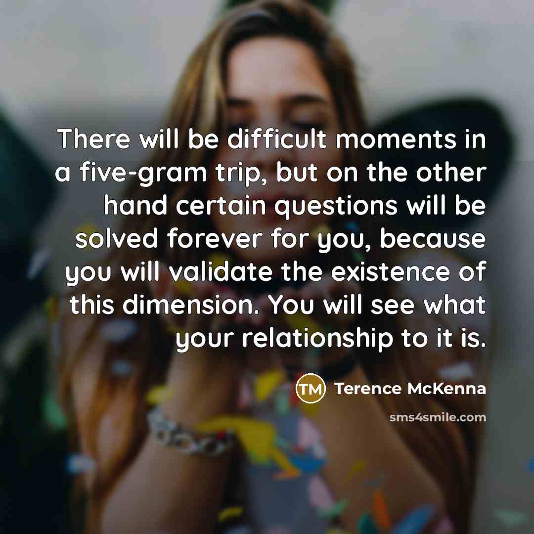 “There will be difficult moments in a five-gram trip, but…” quote by Terence McKenna