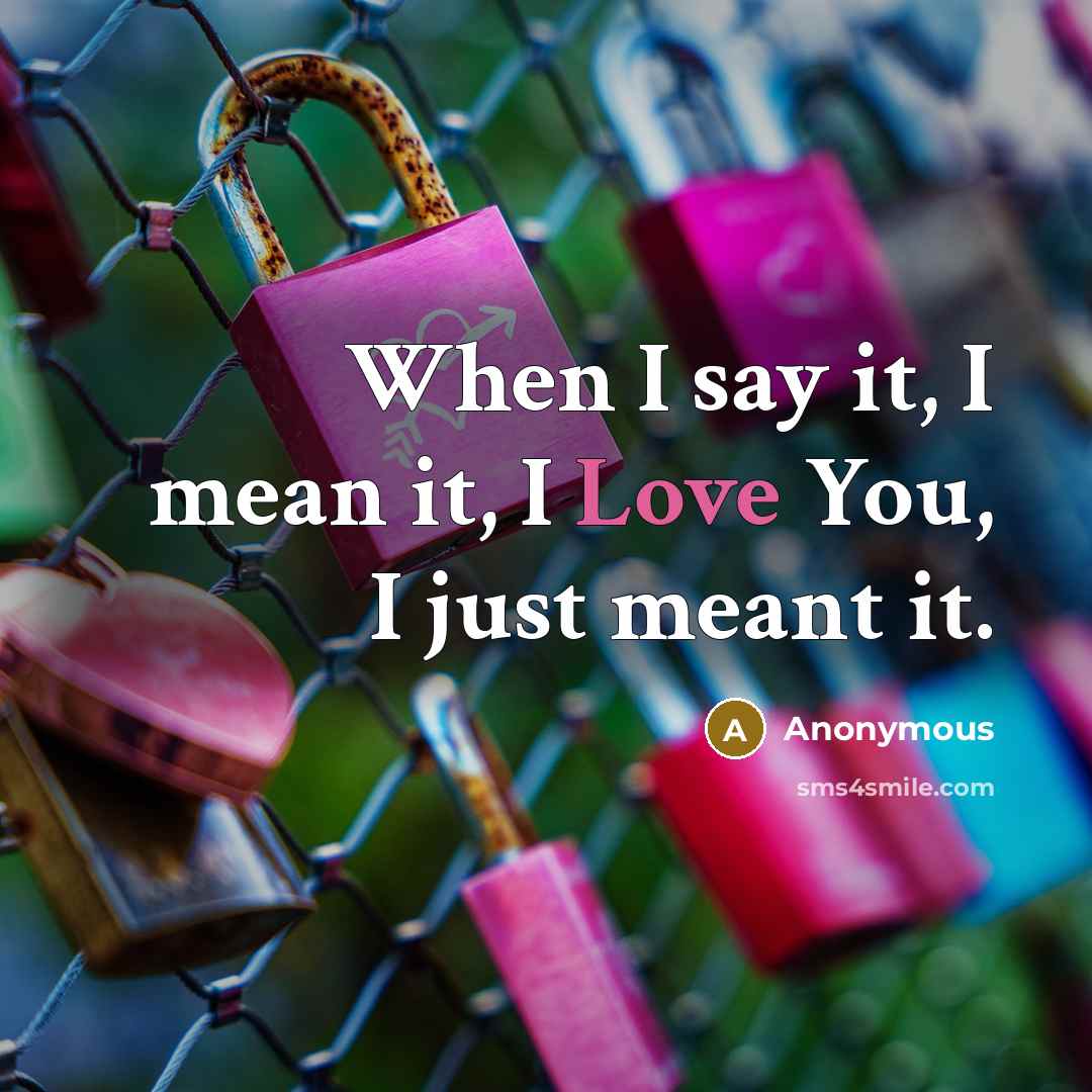 “When I say it, I mean it, I Love You, I just meant it.” quote by Anonymous