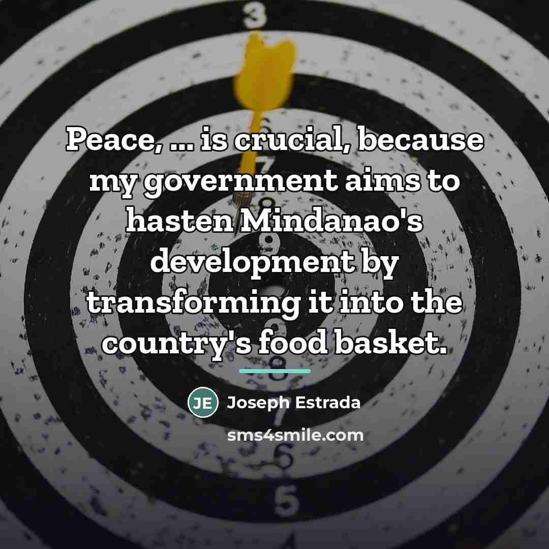 “Peace, ... is crucial, because my government aims to hasten…” quote by Joseph Estrada