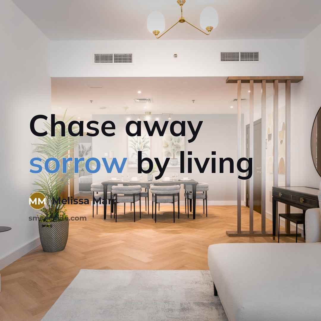 “Chase away sorrow by living…” quote by Melissa Marr