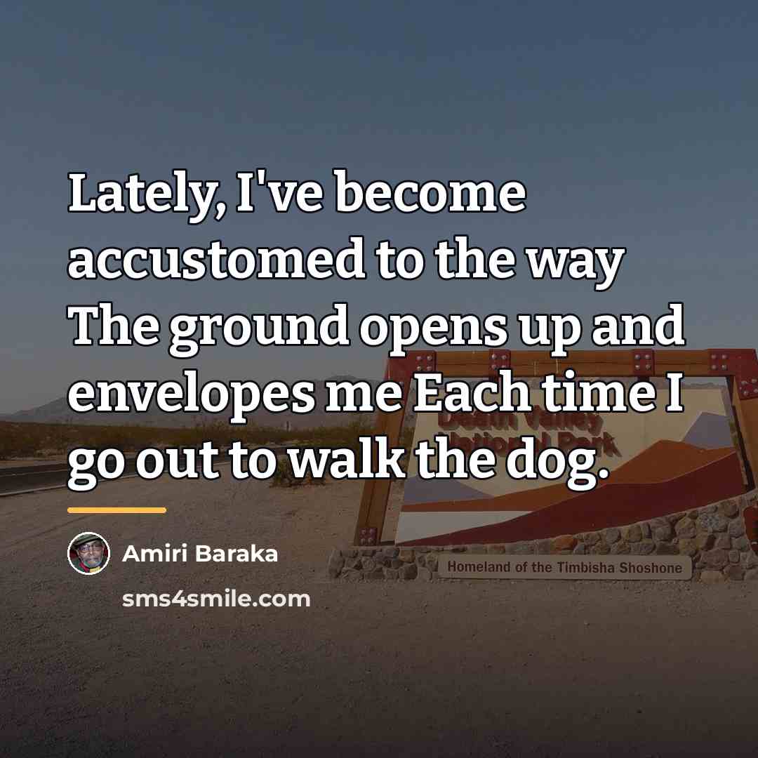 “Lately, I've become accustomed to the way The ground opens…” quote by Amiri Baraka