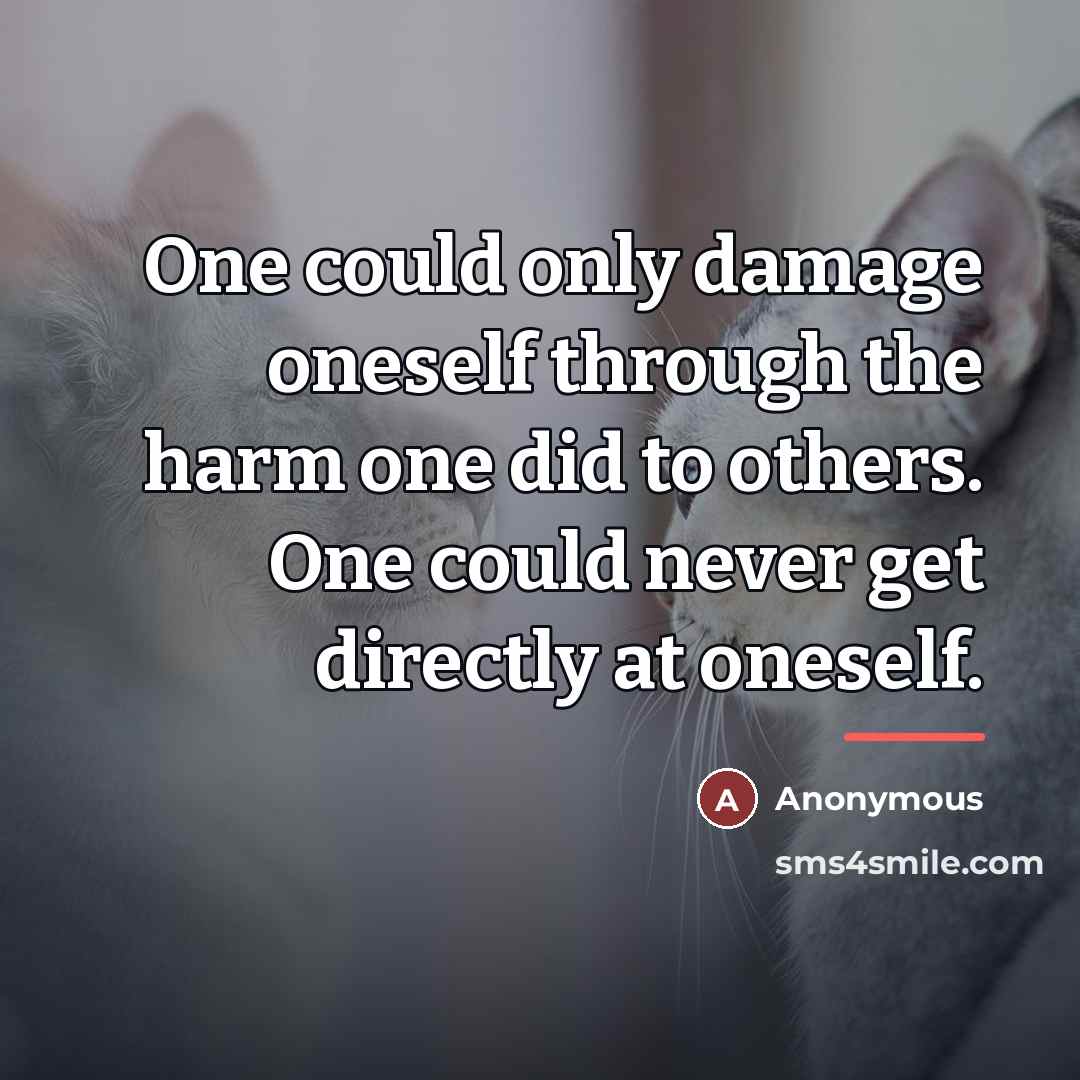“One could only damage oneself through the harm one did…” quote by Anonymous
