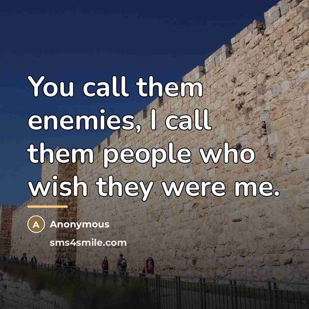 “You call them enemies, I call them people who wish…” quote by Anonymous