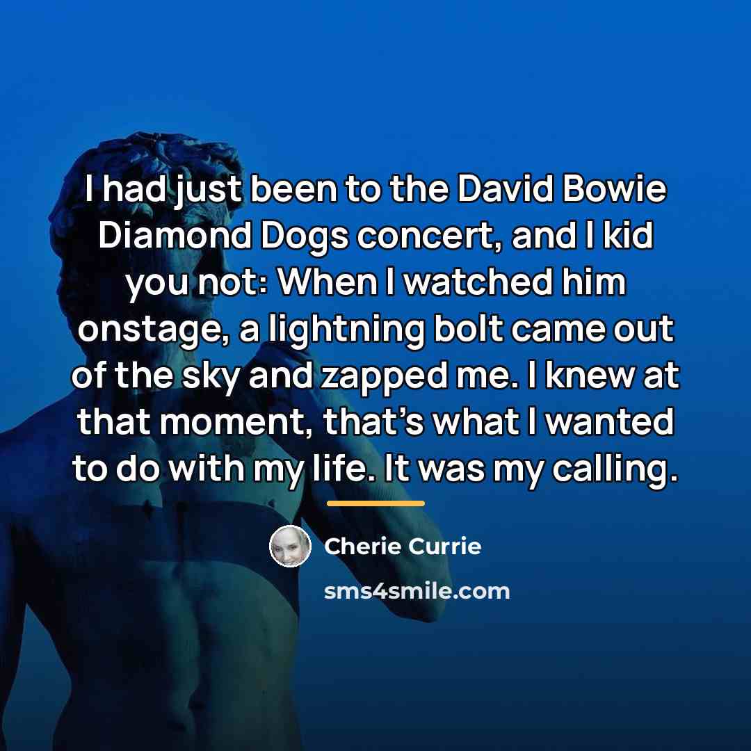 “I had just been to the David Bowie Diamond Dogs…” quote by Cherie Currie