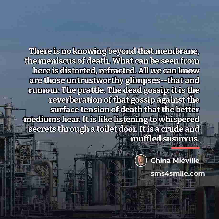 “There is no knowing beyond that membrane, the meniscus of…” quote by China Mieville