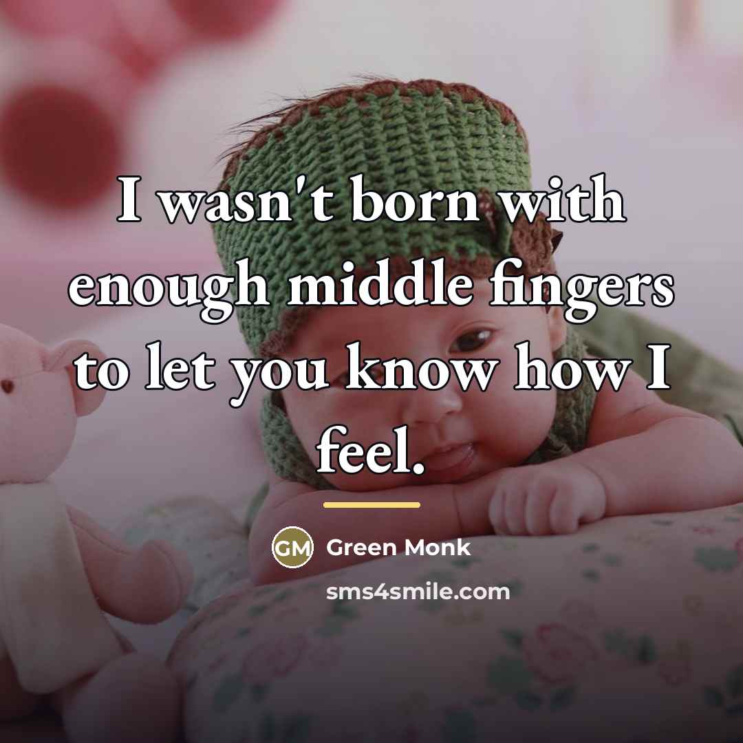 “I wasn't born with enough middle fingers to let you…” quote by Green Monk