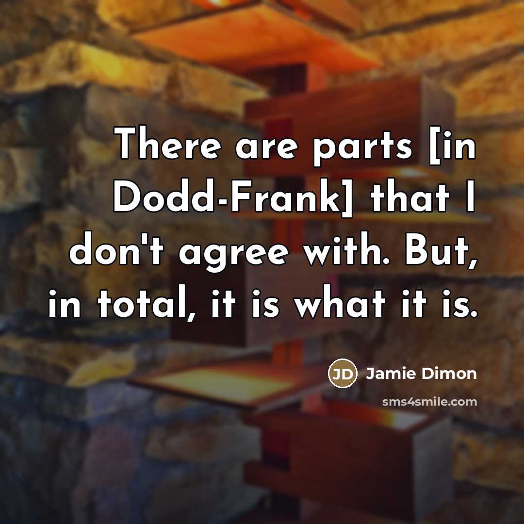 “There are parts [in Dodd-Frank] that I don't agree with.…” quote by Jamie Dimon