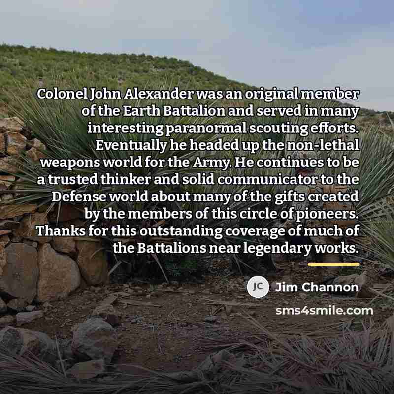 “Colonel John Alexander was an original member of the Earth…” quote by Jim Channon