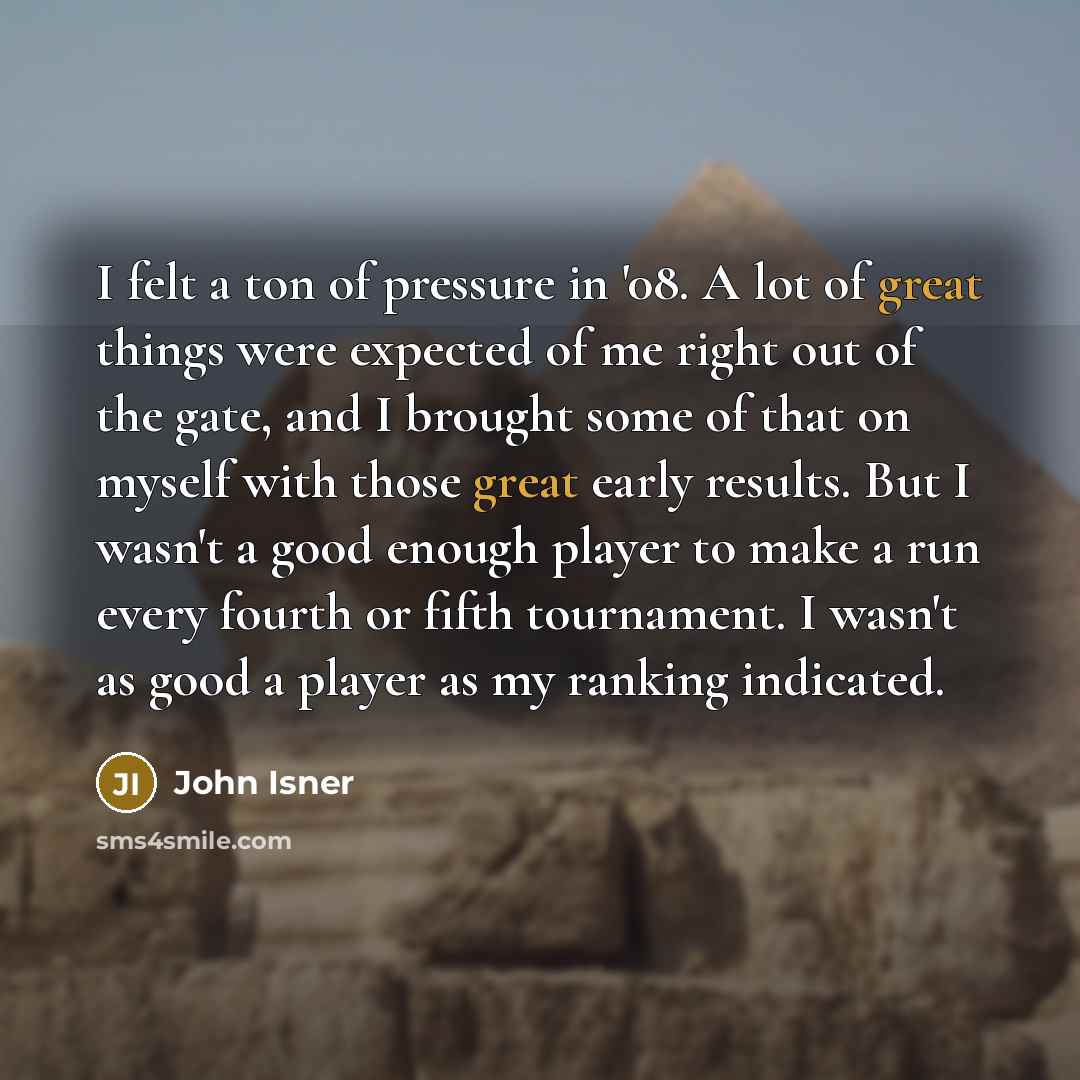 “I felt a ton of pressure in '08. A lot…” quote by John Isner
