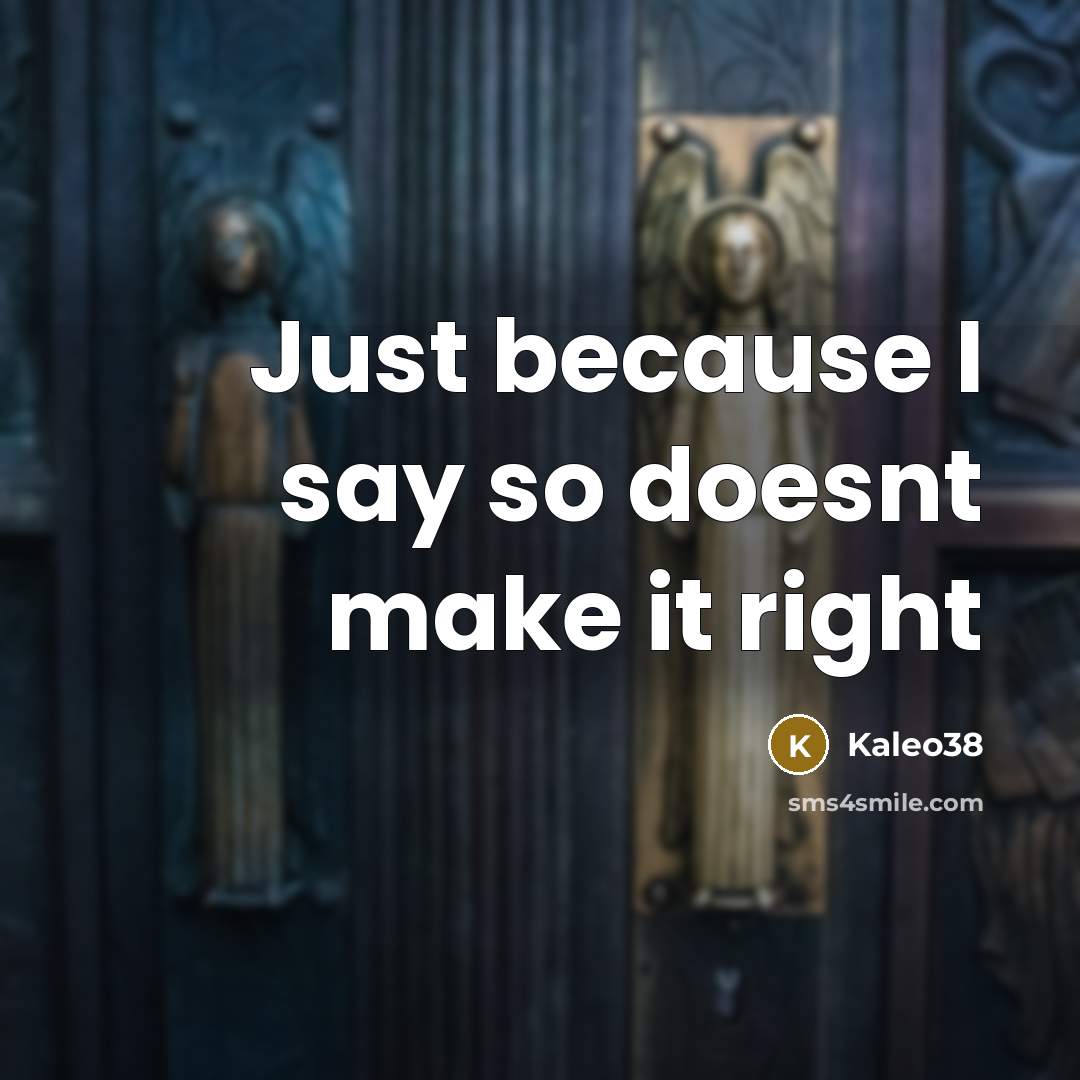 “Just because I say so doesnt make it right” quote by Kaleo38