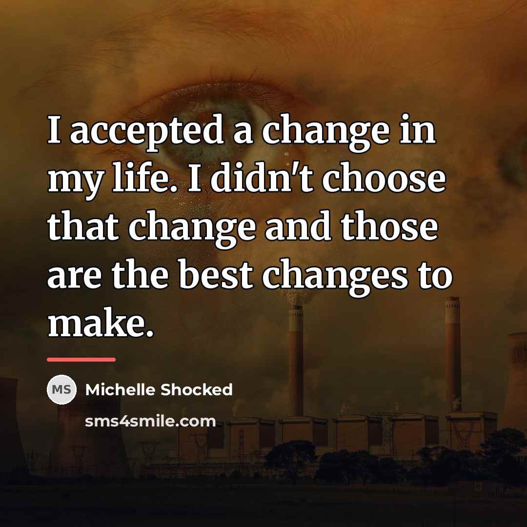 “I accepted a change in my life. I didn't choose…” quote by Michelle Shocked