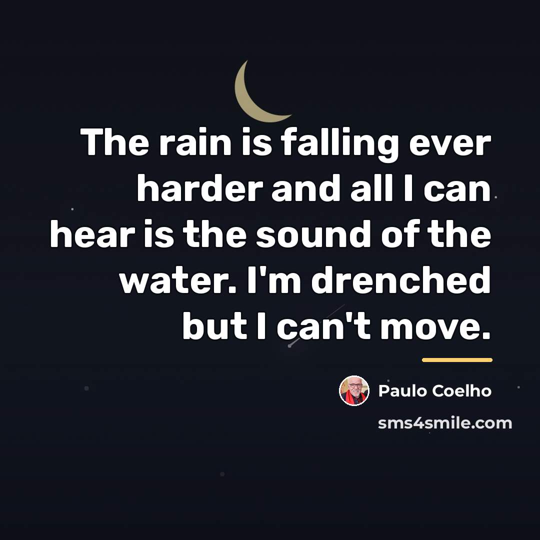 “The rain is falling ever harder and all I can…” quote by Paulo Coelho