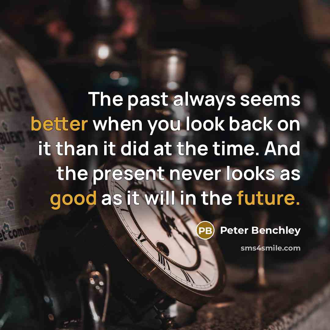“The past always seems better when you look back on it than it did at the time. And the present never looks as good as it will in the future.” quote by Peter Benchley