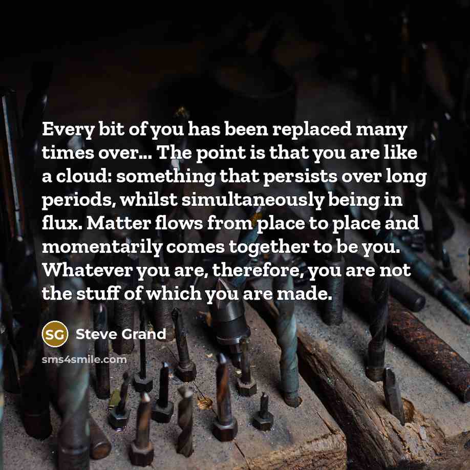 “Every bit of you has been replaced many times over...…” quote by Steve Grand