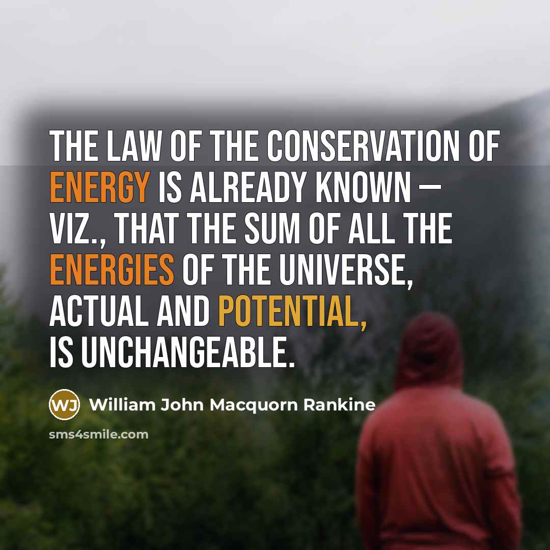 “The law of the Conservation of Energy is already known…” quote by William John Macquorn Rankine