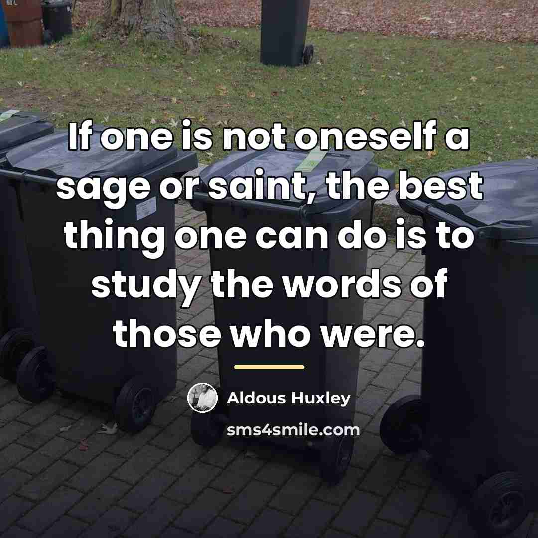 “If one is not oneself a sage or saint, the…” quote by Aldous Huxley