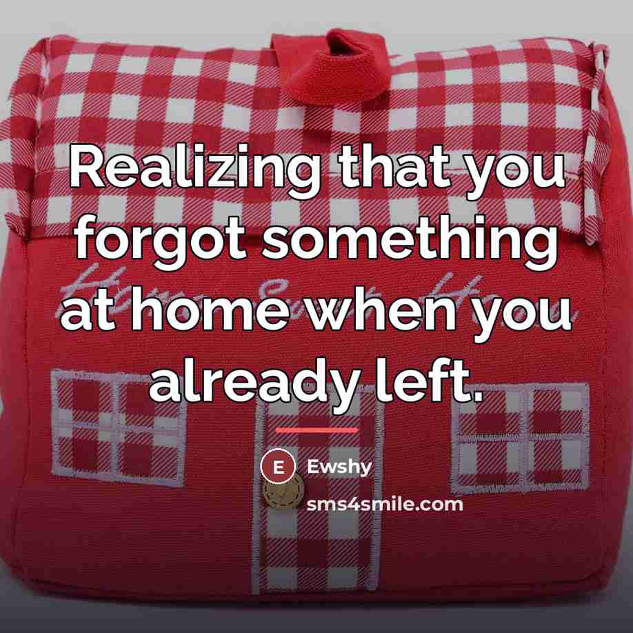 “Realizing that you forgot something at home when you already…” quote by Ewshy