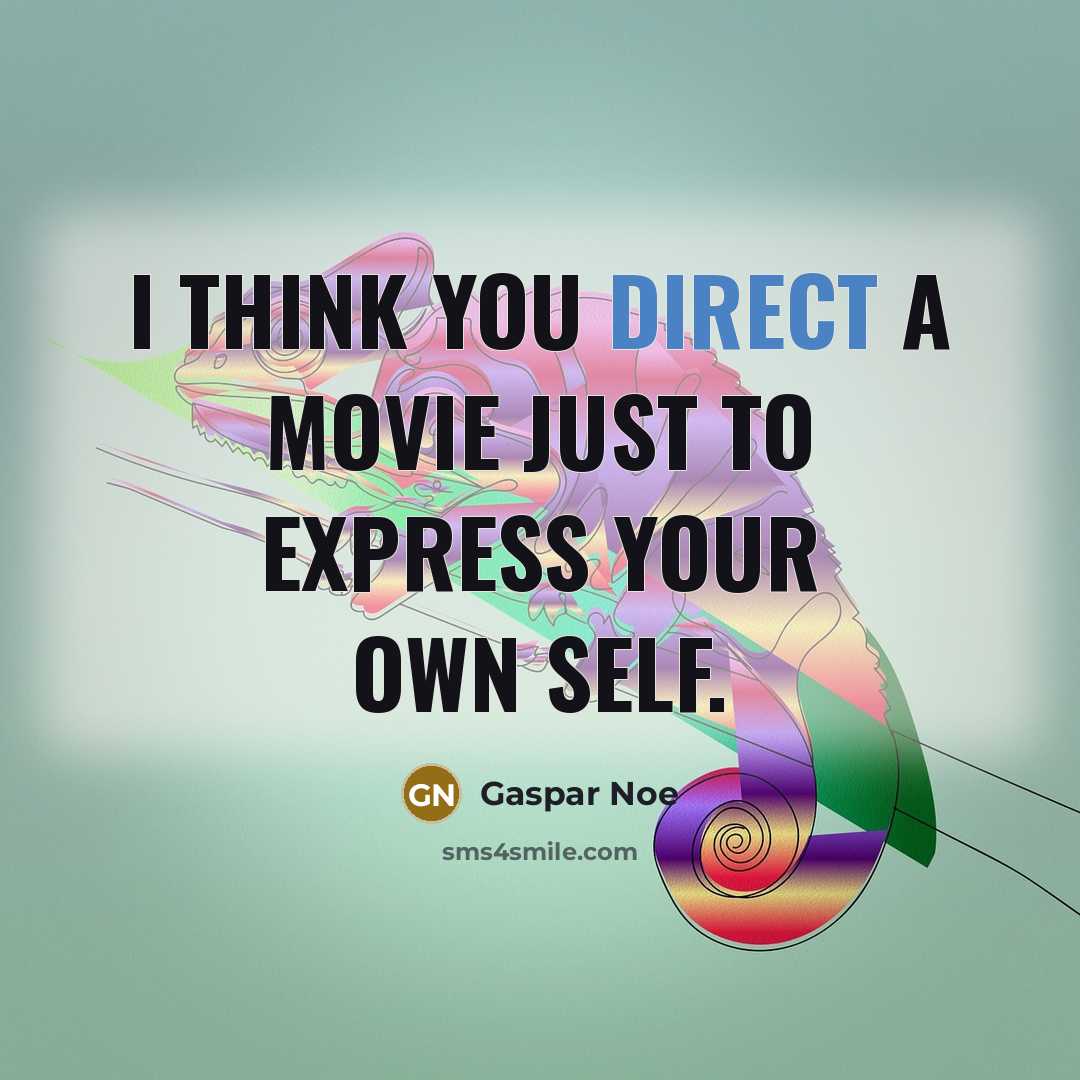 “I think you direct a movie just to express your…” quote by Gaspar Noe