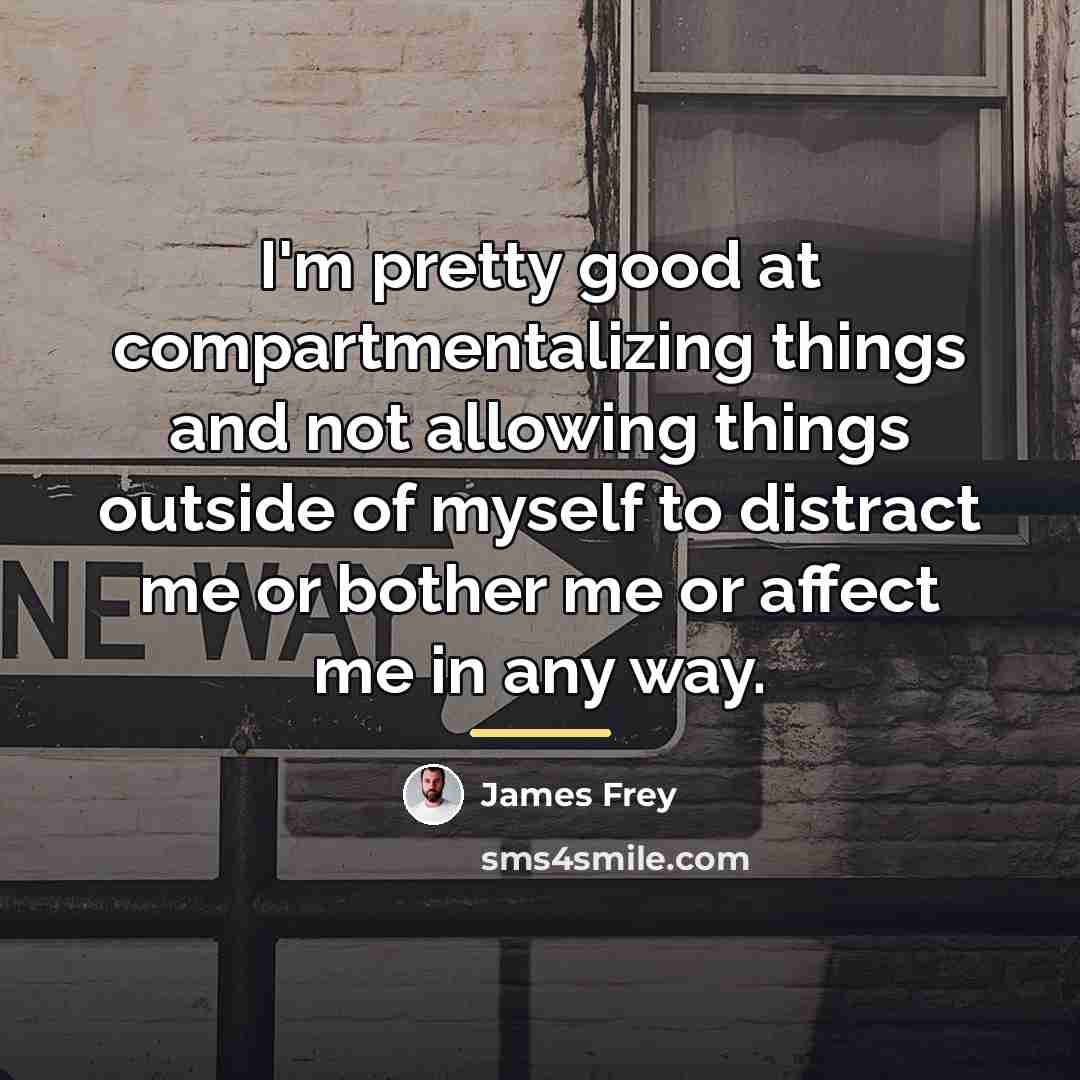 “I'm pretty good at compartmentalizing things and not allowing things…” quote by James Frey