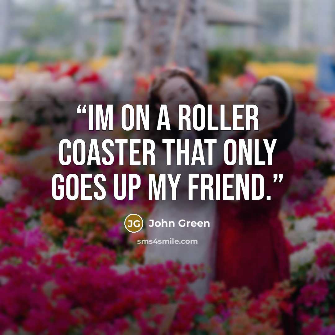 “Im on a roller coaster that only goes up my friend.” quote by John Green