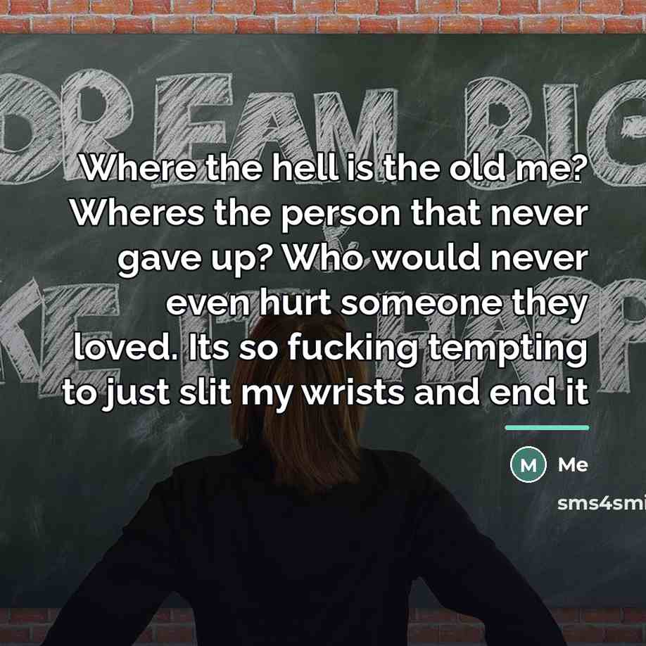 “Where the hell is the old me? Wheres the person…” quote by Me