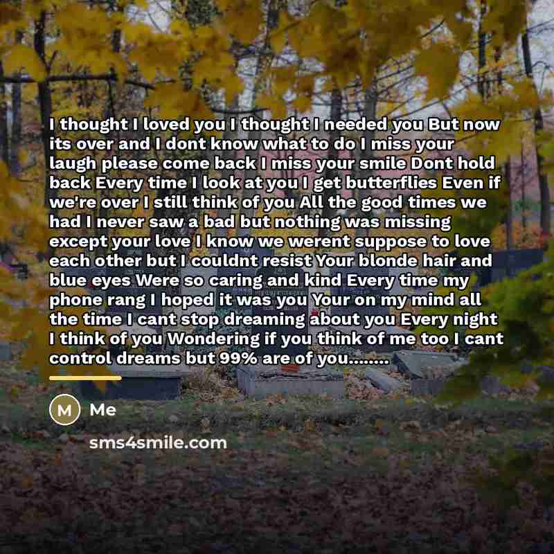 “I thought I loved you I thought I needed you…” quote by Me