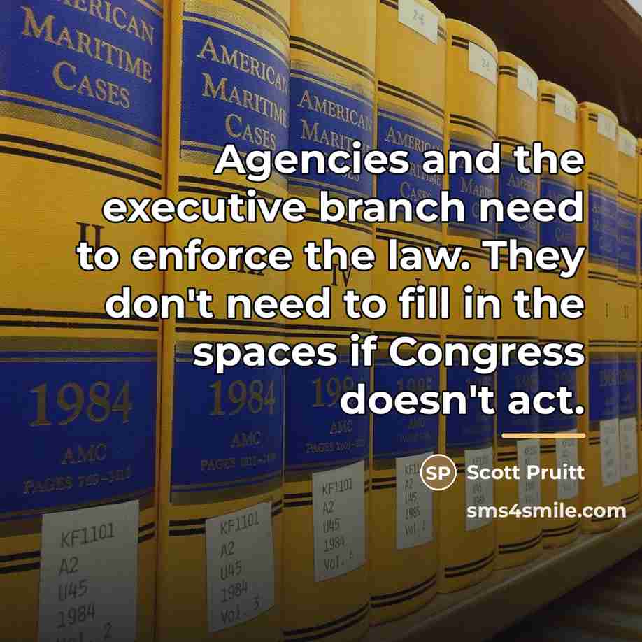 “Agencies and the executive branch need to enforce the law.…” quote by Scott Pruitt