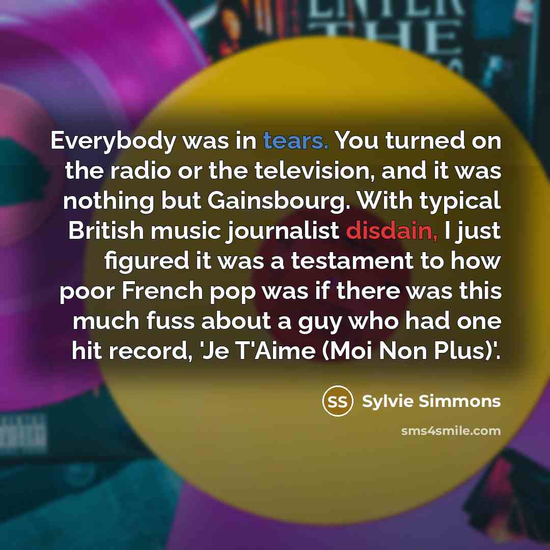 “Everybody was in tears. You turned on the radio or…” quote by Sylvie Simmons