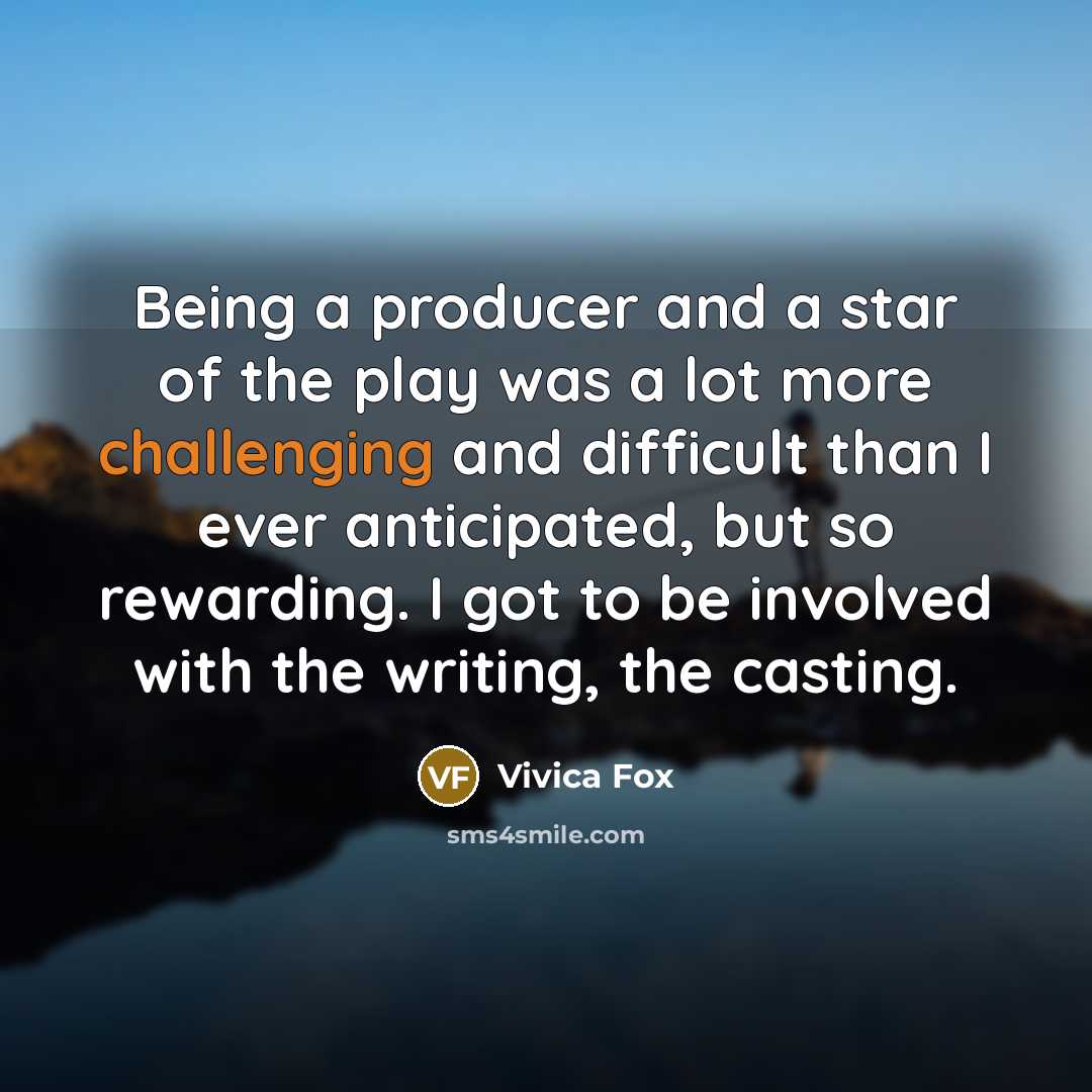 “Being a producer and a star of the play was…” quote by Vivica Fox