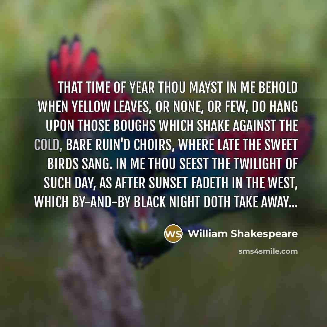 “That time of year thou mayst in me behold When…” quote by William Shakespeare