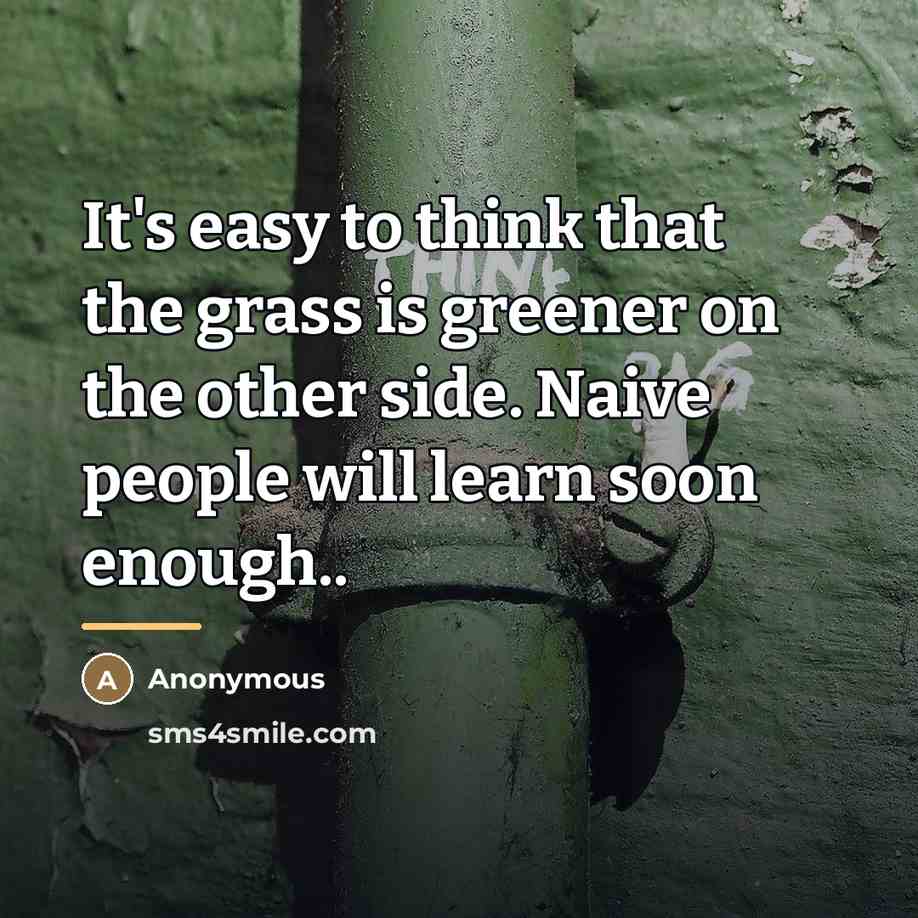 “It's easy to think that the grass is greener on…” quote by Anonymous