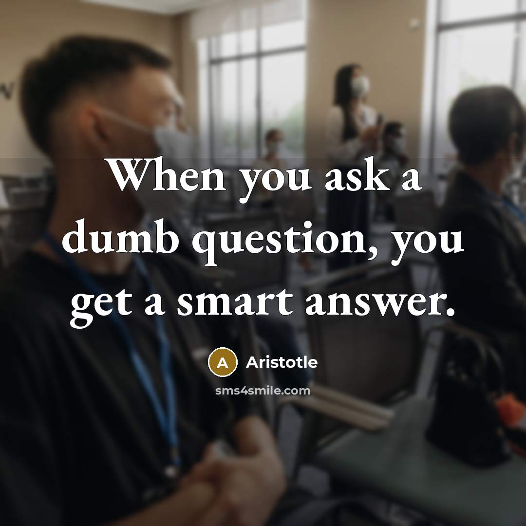 “When you ask a dumb question, you get a smart…” quote by Aristotle