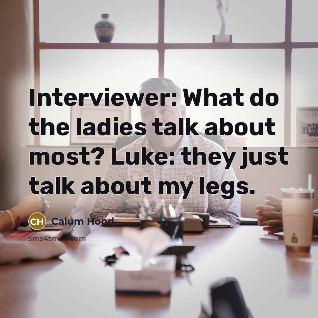 “Interviewer: What do the ladies talk about most? Luke: they…” quote by Calum Hood