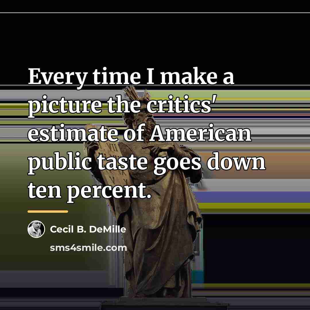 “Every time I make a picture the critics' estimate of…” quote by Cecil B. DeMille