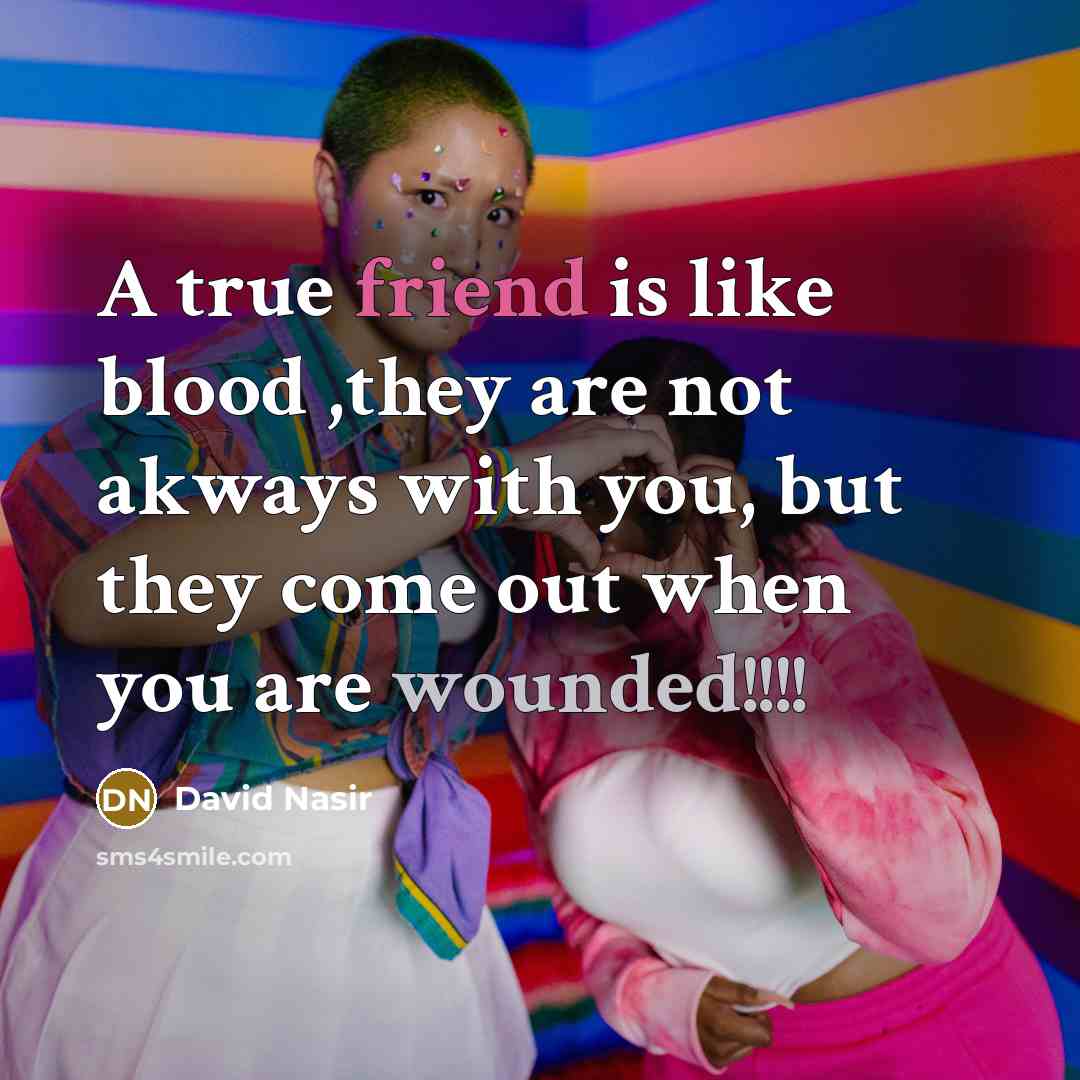 “A true friend is like blood ,they are not akways with you, but they come out when you are wounded!!!!” quote by David Nasir