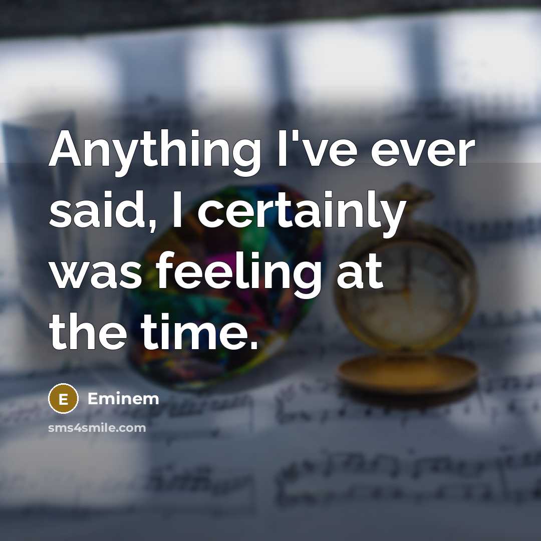 “Anything I've ever said, I certainly was feeling at the…” quote by Eminem