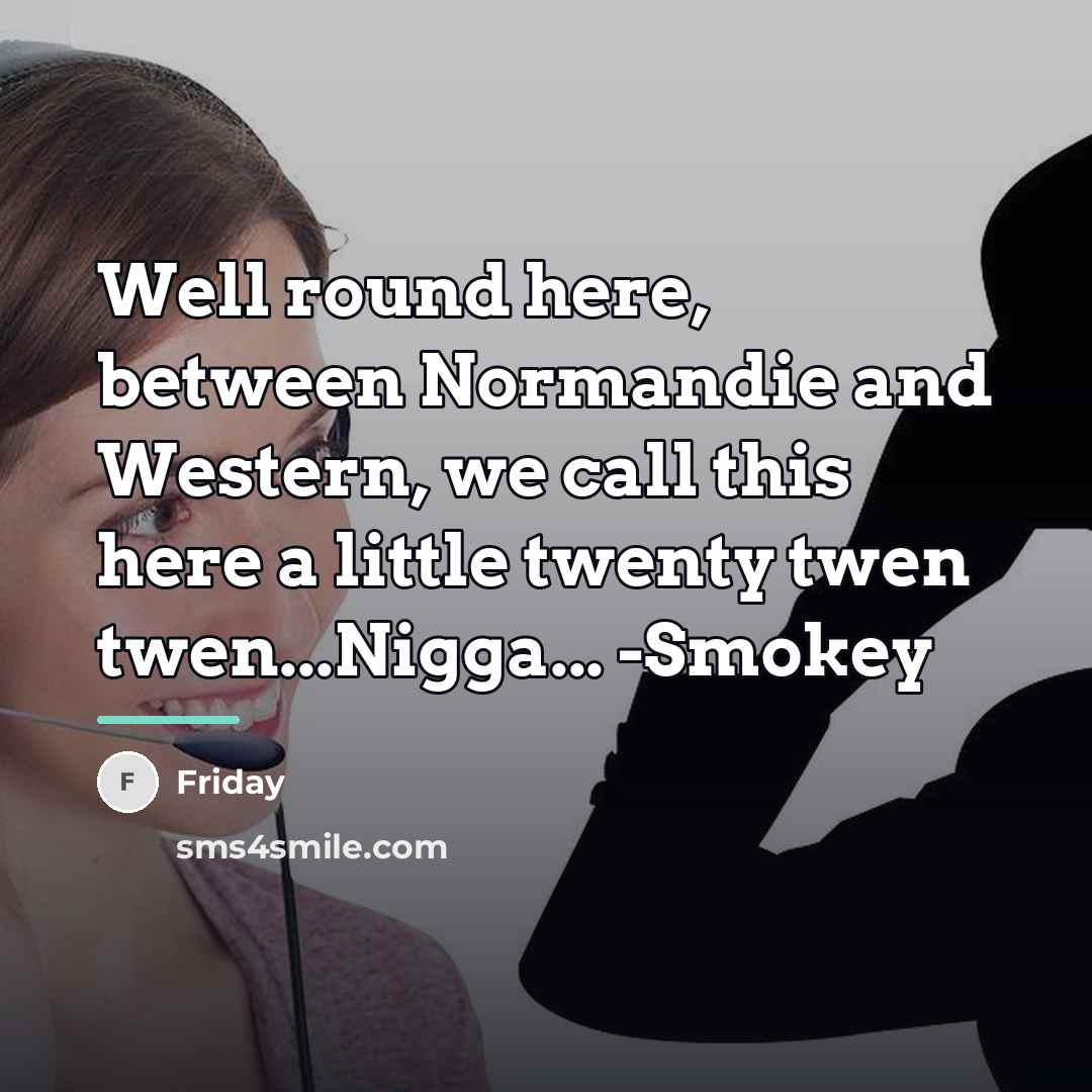 “Well round here, between Normandie and Western, we call this…” quote by Friday