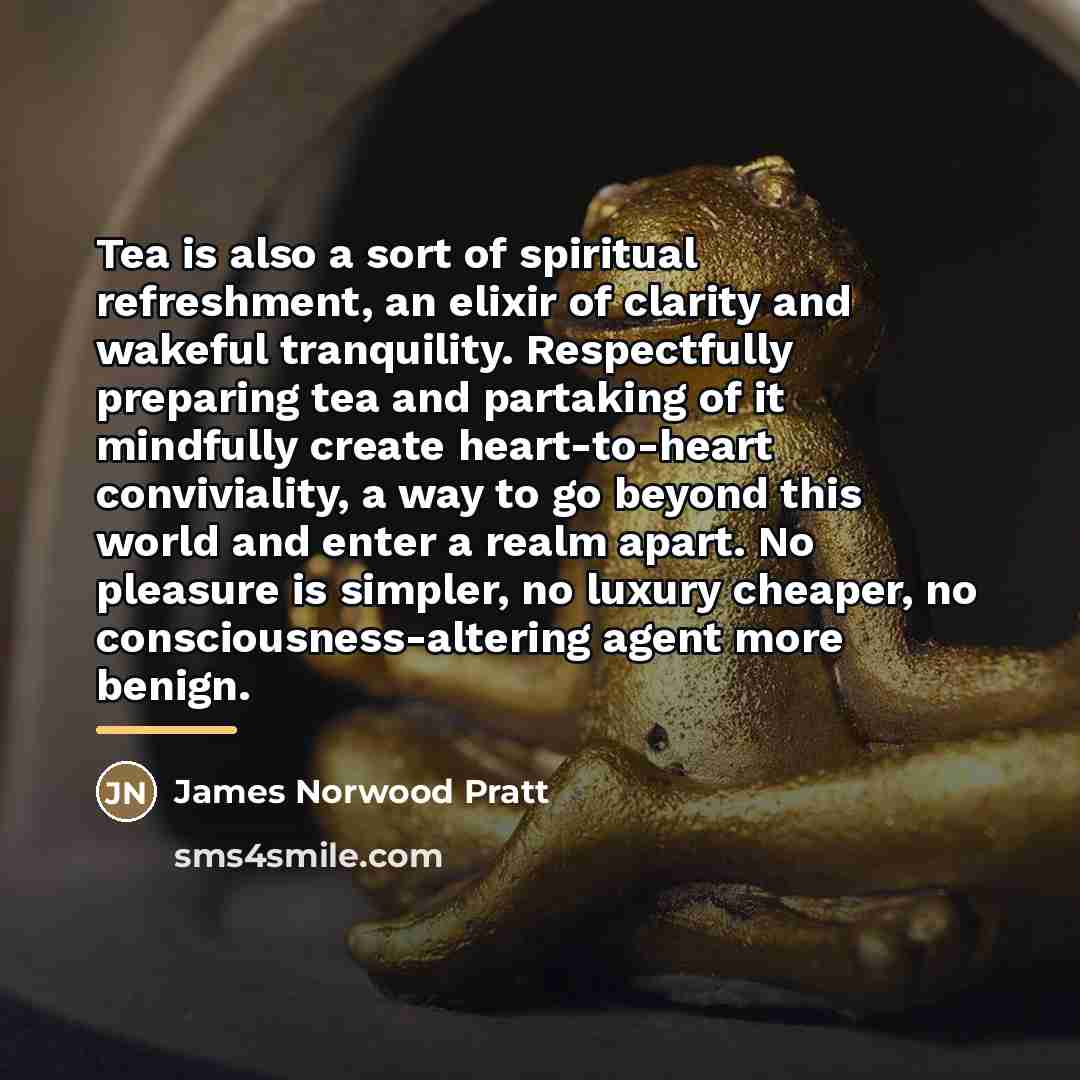 “Tea is also a sort of spiritual refreshment, an elixir…” quote by James Norwood Pratt